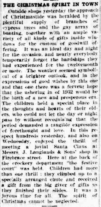 THE CHRISTMAS SPIRIT IN TOWN. (1931, December 25). The Horsham Times (Vic. : 1882 - 1954), p. 2. Retrieved December 15, 2012, from http://nla.gov.au/nla.news-article72655454