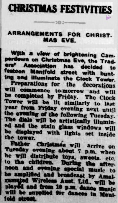 CHRISTMAS FESTIVITIES. (1935, December 17). Camperdown Chronicle (Vic. : 1877 - 1954), p. 2. Retrieved December 16, 2012, from http://nla.gov.au/nla.news-article32177037