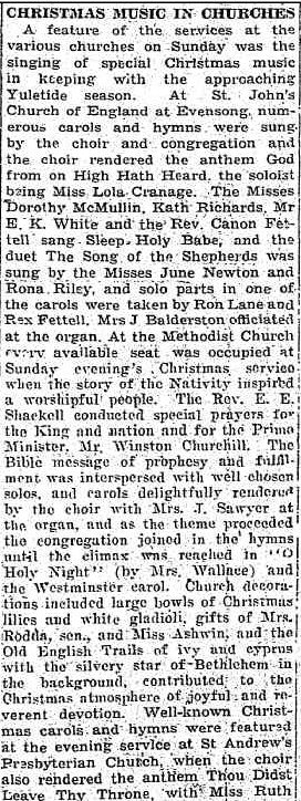 CHRISTMAS MUSIC IN CHURCHES. (1943, December 21). The Horsham Times (Vic. : 1882 - 1954), p. 2. Retrieved December 19, 2012, from http://nla.gov.au/nla.news-article73108233