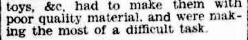 Christmas Toys may Improve. (1944, August 25). The Argus (Melbourne, Vic. : 1848 - 1956), p. 8. Retrieved December 19, 2012, from http://nla.gov.au/nla.news-article11358186