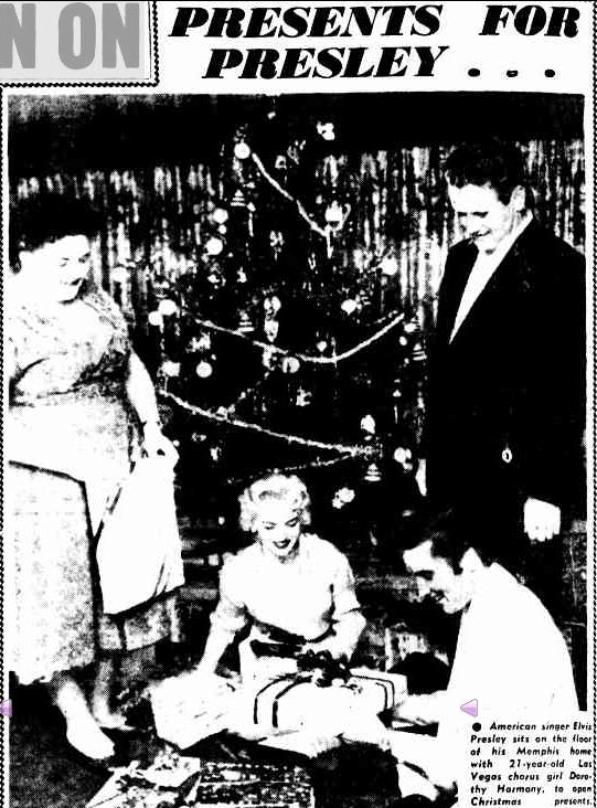 PRESENTS FOR PRESLEY... (1957, January 2). The Argus (Melbourne, Vic. : 1848 - 1956), p. 2. Retrieved December 23, 2012, from http://nla.gov.au/nla.news-article71774164