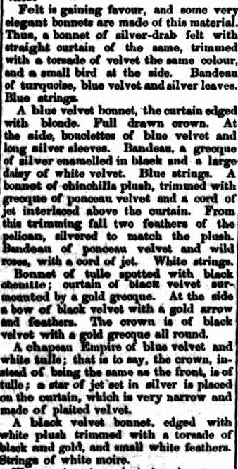 FASHIONS FOR DECEMBER. (1866, March 5). Portland Guardian and Normanby General Advertiser (Vic. : 1842 - 1876), p. 3 Edition: EVENING. Retrieved May 30, 2013, from http://nla.gov.au/nla.news-article64635944