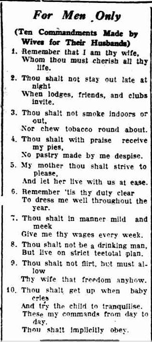 For Men Only. (1935, February 9). Recorder (Port Pirie, SA : 1919 - 1954), p. 4. Retrieved May 6, 2013, from http://nla.gov.au/nla.news-article100816903