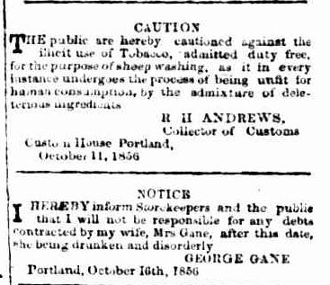 Advertising. (1856, October 17). Portland Guardian and Normanby General Advertiser (Vic. : 1842 - 1876), p. 3 Edition: EVENING.. Retrieved June 3, 2013, from http://nla.gov.au/nla.news-article64567048