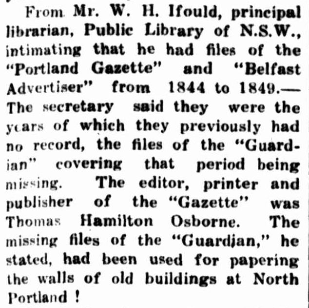 Historical Committee. (1932, March 17). Portland Guardian (Vic. : 1876 - 1953), p. 3 Edition: EVENING. Retrieved July 13, 2013, from http://nla.gov.au/nla.news-article64297702