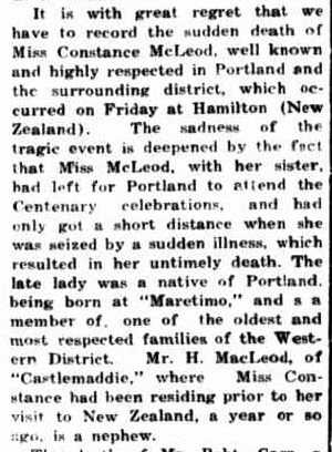 Obituary. (1934, October 8). Portland Guardian (Vic. : 1876 - 1953), p. 2 Edition: EVENING. Retrieved July 18, 2013, from http://nla.gov.au/nla.news-article64286992