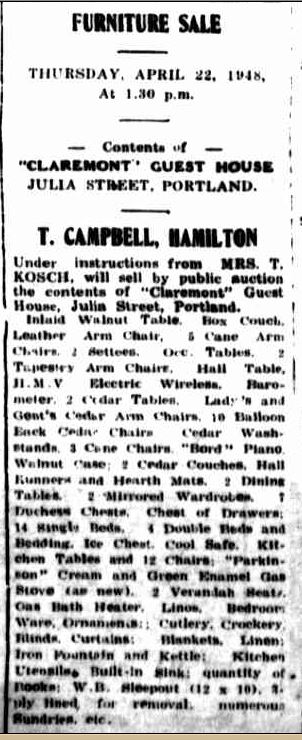  Advertising. (1948, April 19). Portland Guardian (Vic. : 1876 - 1953), p. 2 Edition: EVENING. Retrieved July 18, 2013, from http://nla.gov.au/nla.news-article64414613