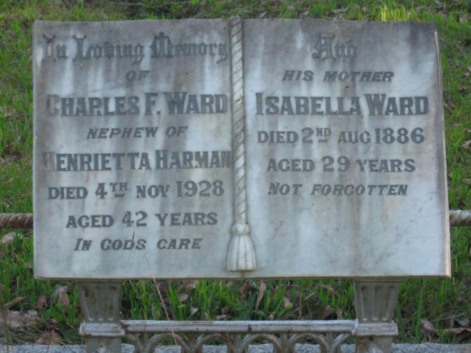 HEADSTONE OF CHARLES WARD AND HIS MOTHER ISABELLA HARMAN