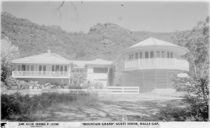 MOUNTAIN GRAND GUEST HOUSE, HALLS GAP.  Image Courtesy of the State Library of Victoria.  Image no. H32492/7789  http://handle.slv.vic.gov.au/10381/60702