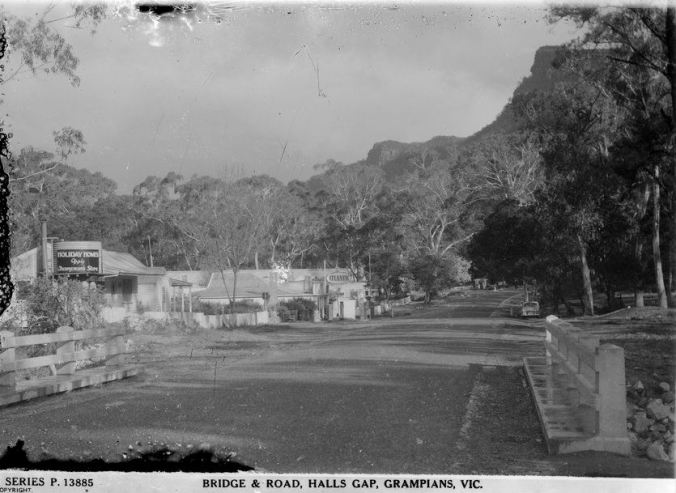 MAIN STREET, HALLS GAP.  Image courtesy of the State Library of Victoria.  Image no,  H32492/8694 http://handle.slv.vic.gov.au/10381/58172