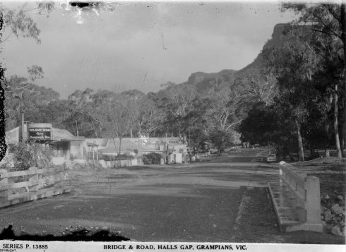 MAIN STREET, HALLS GAP.  Image courtesy of the State Library of Victoria.  Image no,  H32492/8694 http://handle.slv.vic.gov.au/10381/58172