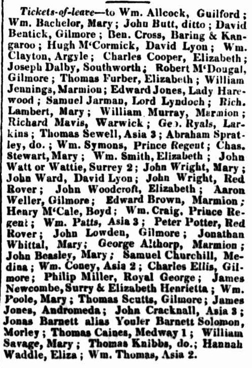 Classified Advertising. (1836, May 20). The Hobart Town Courier (Tas. : 1827 - 1839), p. 1. Retrieved February 24, 2014, from http://nla.gov.au/nla.news-article4176331