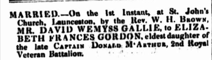 Family Notices. (1842, June 9). Launceston Advertiser (Tas. : 1829 - 1846), p. 3. Retrieved January 27, 2015, from http://nla.gov.au/nla.news-article84771074