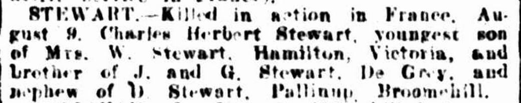 "Family Notices." Western Mail (Perth, WA : 1885 - 1954) 6 Sep 1918: 19. Web. .