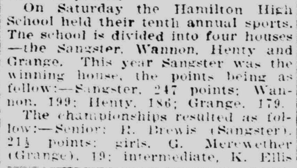"School Sports" Weekly Times (Melbourne, Vic. : 1869 - 1954) 7 November 1925: 85. Web. 16 Aug 2016 .