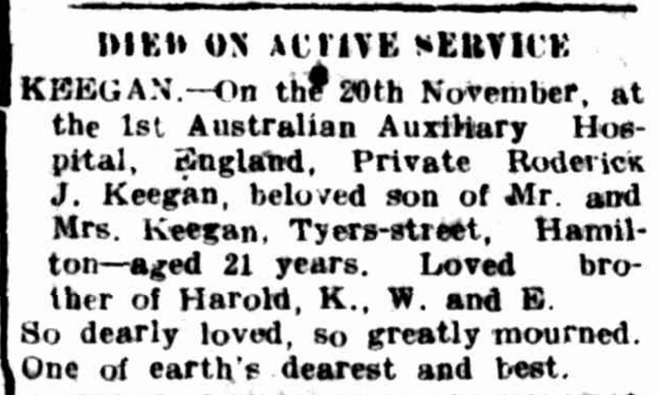 "Advertising" Hamilton Spectator (Vic. : 1870 - 1918) 29 November 1917: .
