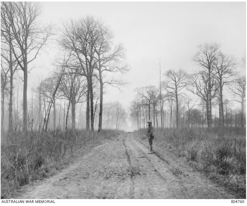NIEPPE FOREST, Nord Pas de Calais, Nord, France. 18 April 1918. Image courtesy of the Australian War Memorial https://www.awm.gov.au/collection/E04760/