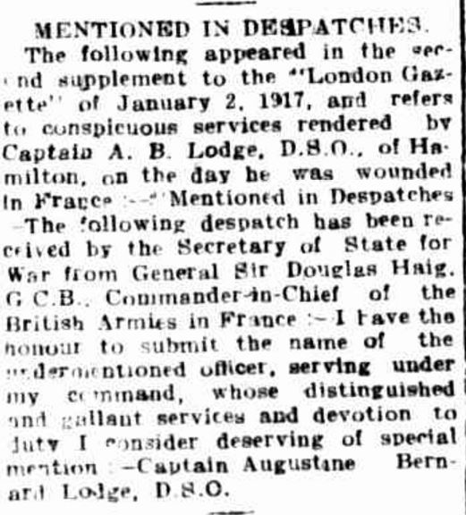 "MENTIONED IN DESPATCHES." Hamilton Spectator (Vic. : 1870 - 1873; 1914 - 1918) 17 July 1917:.