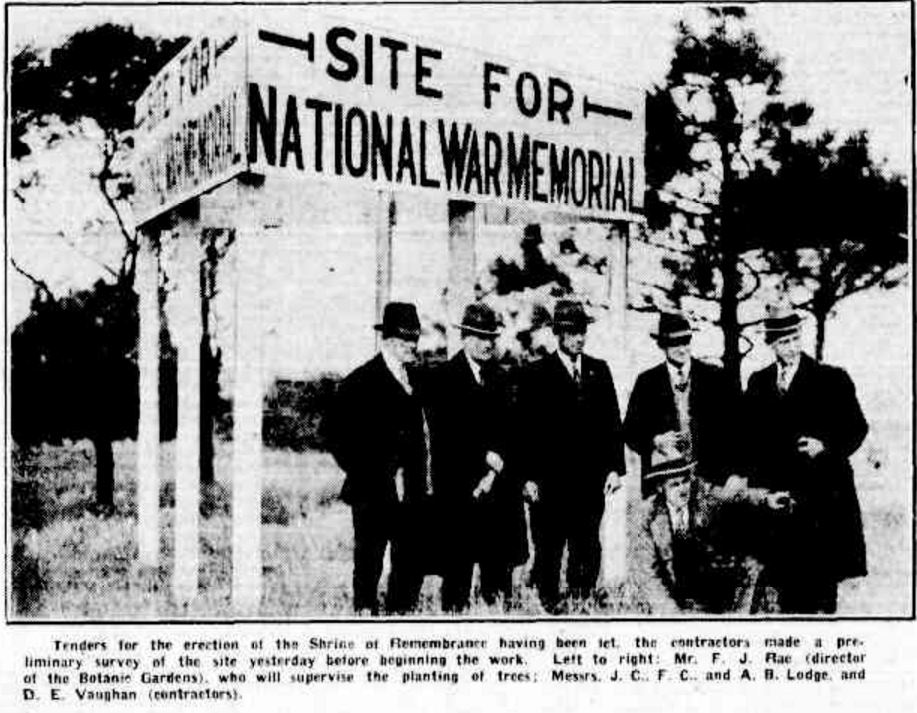 "SHRINE OF REMEMBRANCE PRELIMINARIES." The Argus (Melbourne, Vic. : 1848 - 1957) 12 June 1928: .