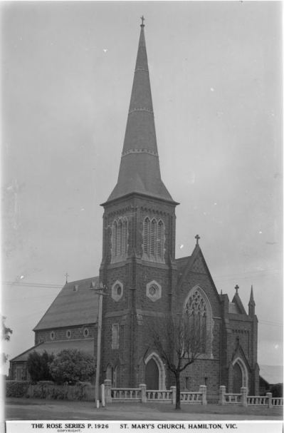 ST MARY'S CATHOLIC CHURCH, HAMILTON. Image courtesy of the State Library of Victoria. http://handle.slv.vic.gov.au/10381/63342