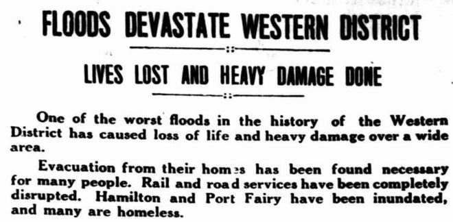 "FLOODS DEVASTATE WESTERN DISTRICT" The Horsham Times (Vic. : 1882 - 1954) 19 March 1946: 3. Web. 7 Mar 2016 .