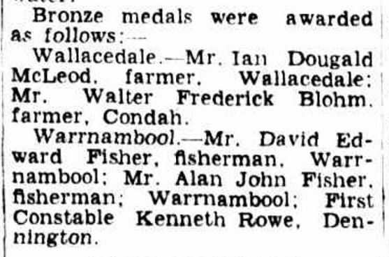 "AWARDS FOR HEROISM" The Age (Melbourne, Vic. : 1854 - 1954) 2 July 1946: 2. .