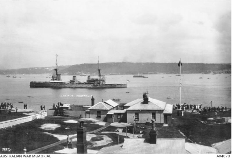HMAS AUSTRALIA, SYDNEY HARBOUR, OCTOBER 1913 https://www.awm.gov.au/collection/A04073/