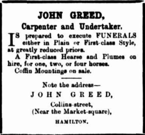 "Advertising" Hamilton Spectator (Vic. : 1870 - 1873; 1914 - 1918) 5 April 1871 .