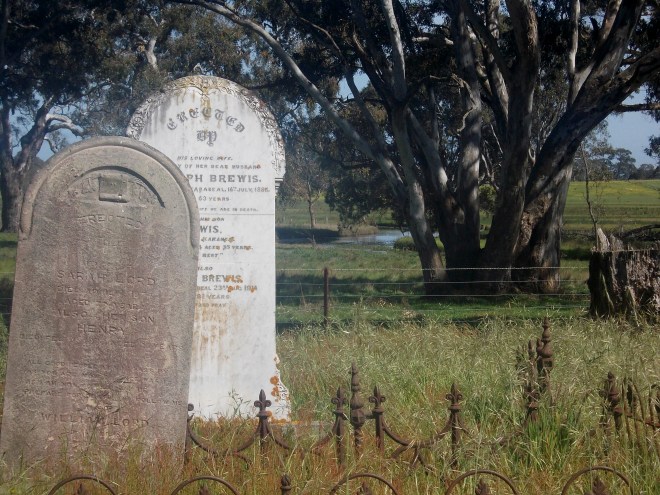 THE HEADSTONE OF MARY AND JOSEPH BREWIS OBSCURED BY THE HEADSTONE OF MARY'S PARENTS WILLIAM AND MARY LORD AT CAVENDISH OLD CEMETERY