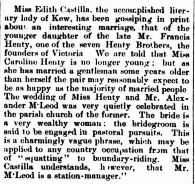 "Personal." The Cumberland Argus and Fruitgrowers Advocate (Parramatta, NSW : 1888 - 1950) 30 August 1890: 3. .