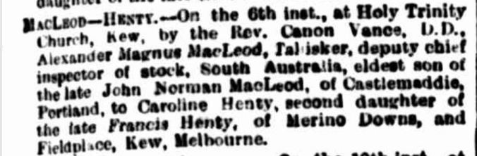 "Family Notices" The Argus (Melbourne, Vic. : 1848 - 1957) 22 August 1890: http://nla.gov.au/nla.news-article8429127 